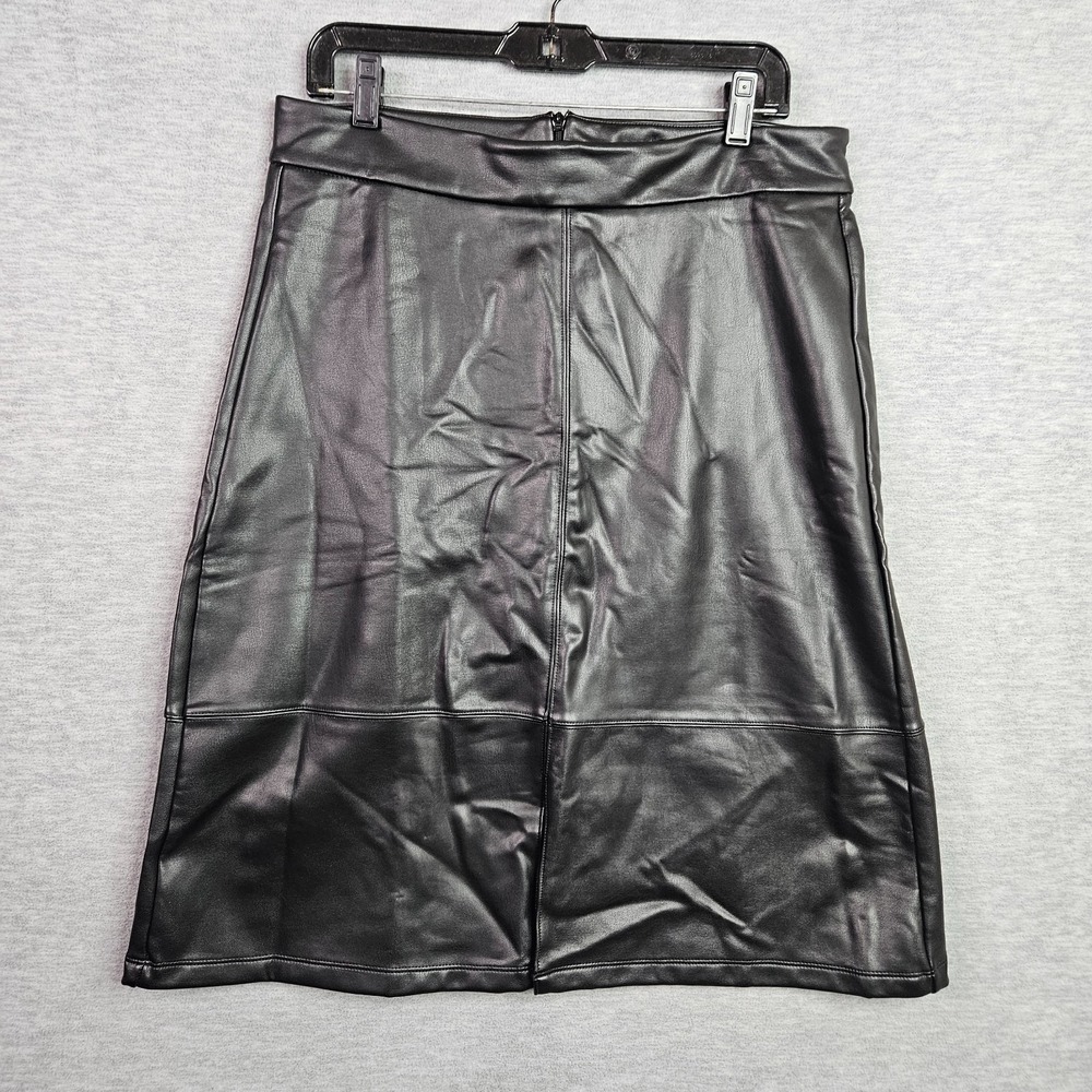 Sculpt-Her By NYDJ Women's Black Faux Leather Skirt Size 8